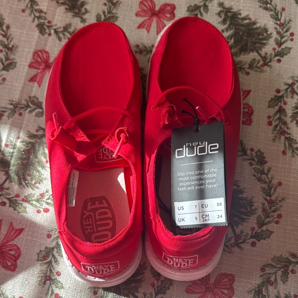 Hey Dude Bright Red Slip-On Shoes